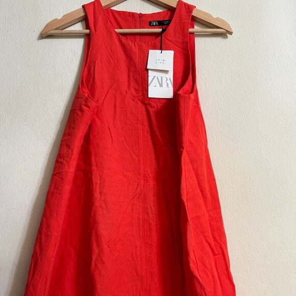 ZARA Vibrant Red A-Line Mini Dress Size Medium NEW WITH TAG! - Picture 4 of 4